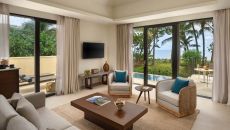 Beachfront Pool Villa Living Room at Six Senses La Sagesse