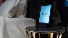 room night stand with digital display at Bra Hotel
