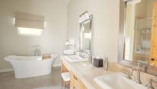 Double Vanity Bathroom with Separate Tub at Black Walnut Inn Vineyard