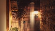 our habitas bacalar lagoon room outdoor shower at Our Habitas Bacalar