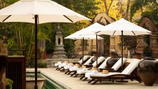 poolside unbre3llas at La Residence Phou Vao