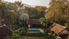 yoga pond at La Residence Phou Vao